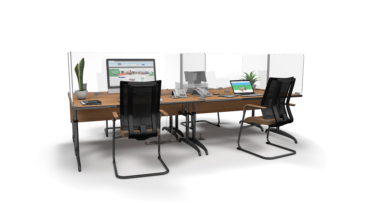 ACHOO<sup>®</sup> Crystal Clear Modular Desk Screens 4 Bay Workstation Dividers
