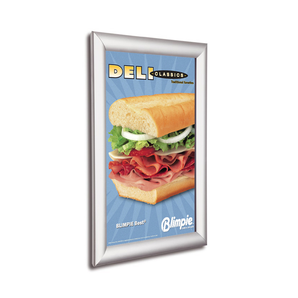 25mm Wall Mounted Poster Holder with Silver Snap Frame
