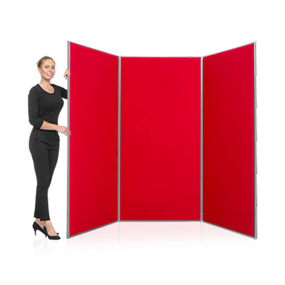 3 Panel Jumbo Presentation Board Display Kit with Aluminium Frame and Red Fabric