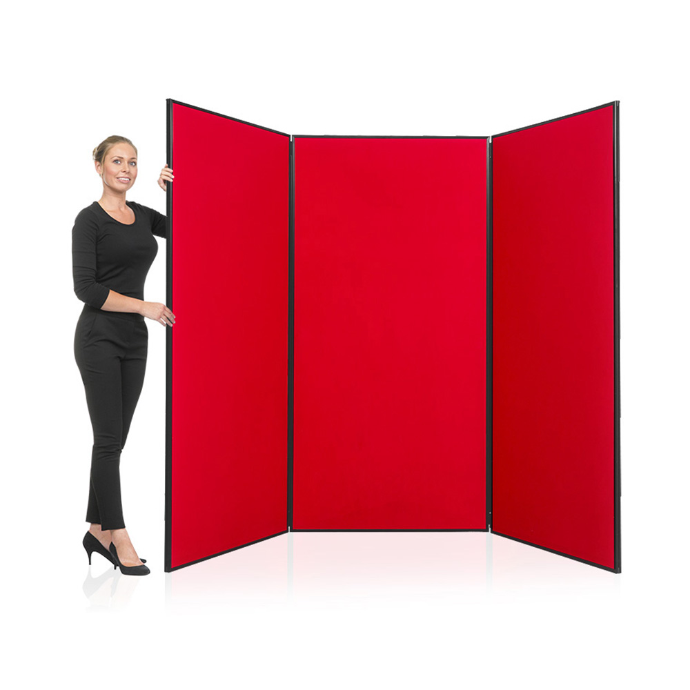 3 Panel Jumbo Display Board in Red with Black PVC Frame