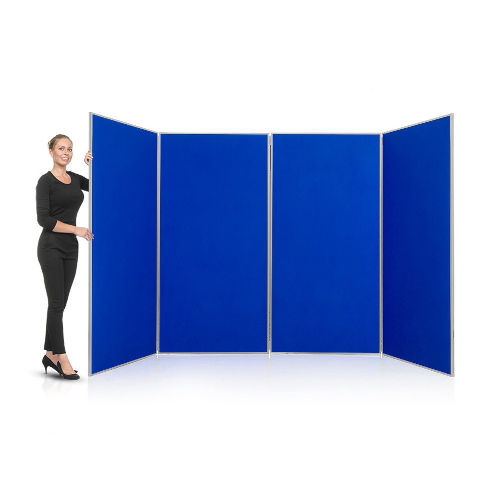 4 Panel Jumbo Display Board Presentation Kit with Aluminium Frame and Blue Fabric