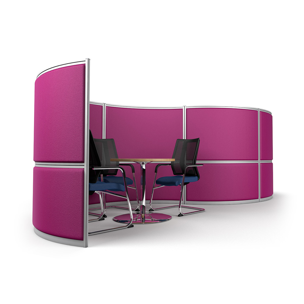 Side View of S-Shaped 4.8m S-Shaped Office Divider and Meeting Booth at 1.4m High