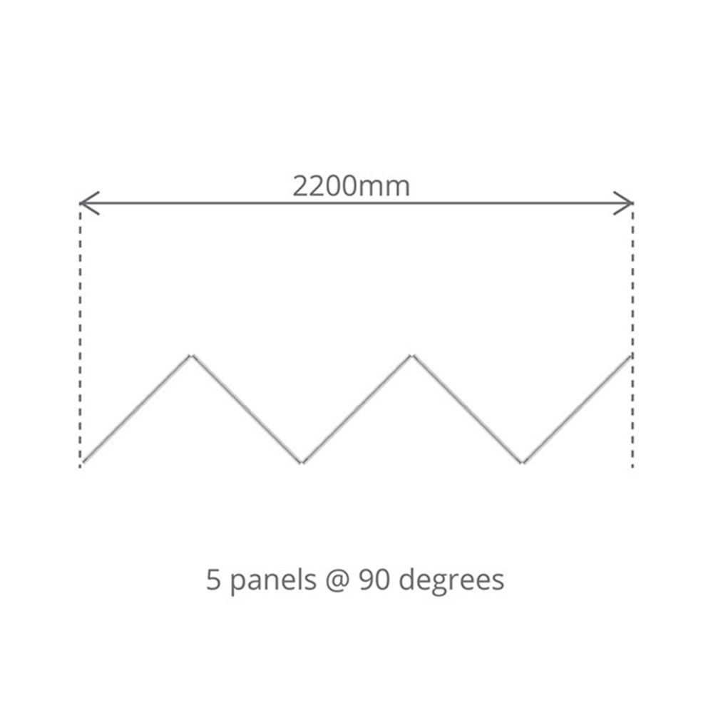 Top Down Floor Plan of 5 Panel Concertina Screen Dimensions