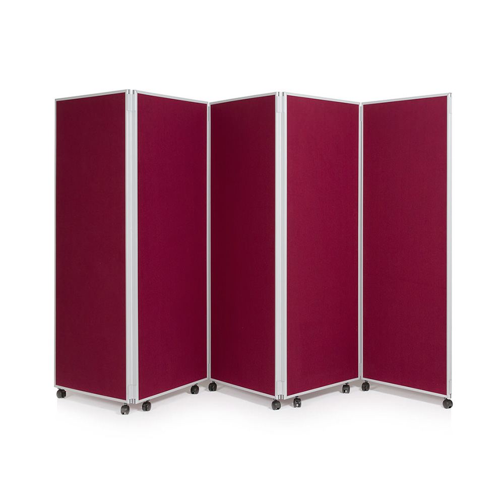 5 Panel Folding Divider on Wheels in Red