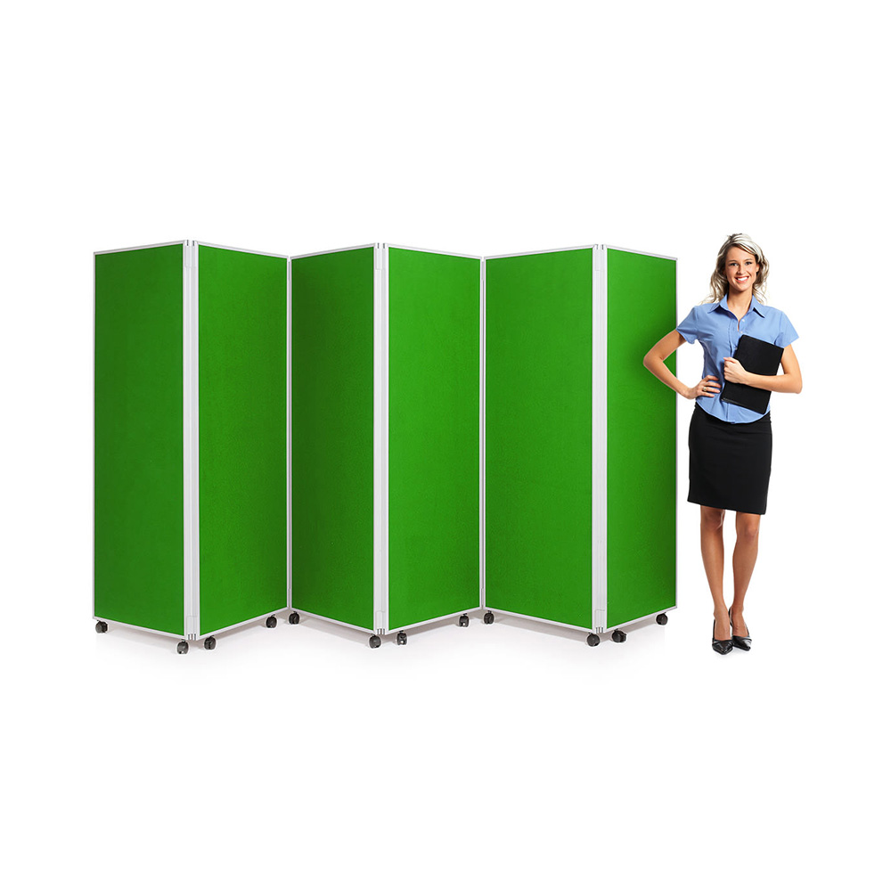 6 Panel Concertina Room Divider on Wheels in Green