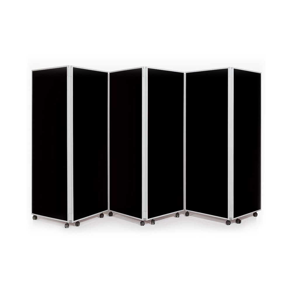 6 Panel Concertina Mobile Folding Partition in Black