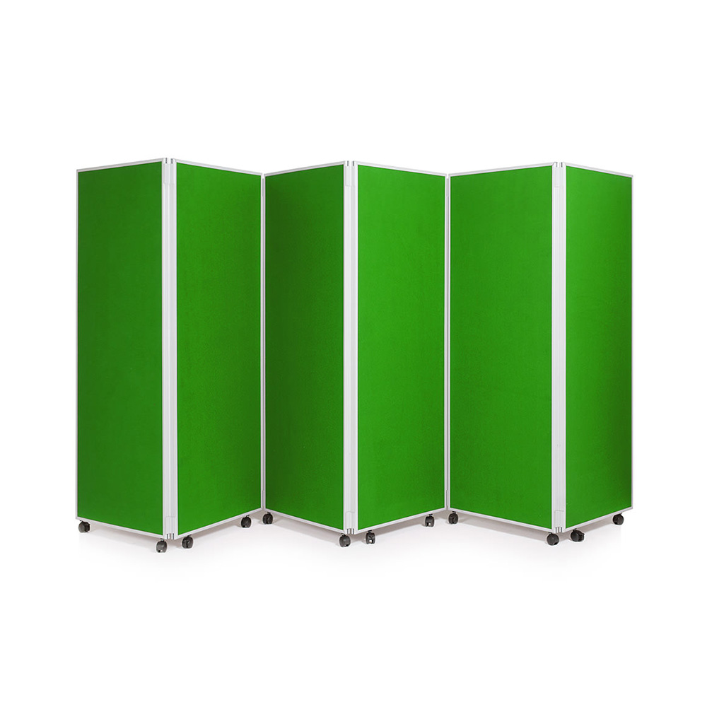 Freestanding Mobile Partition Screen in Green Fabric