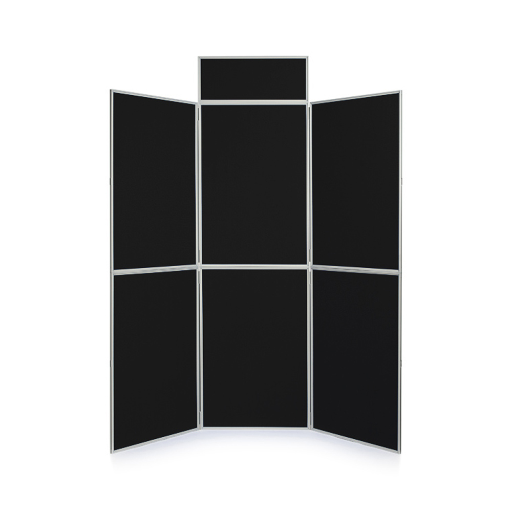 6 Panel Folding Presentation Kit in Black Fabric with Header Panel