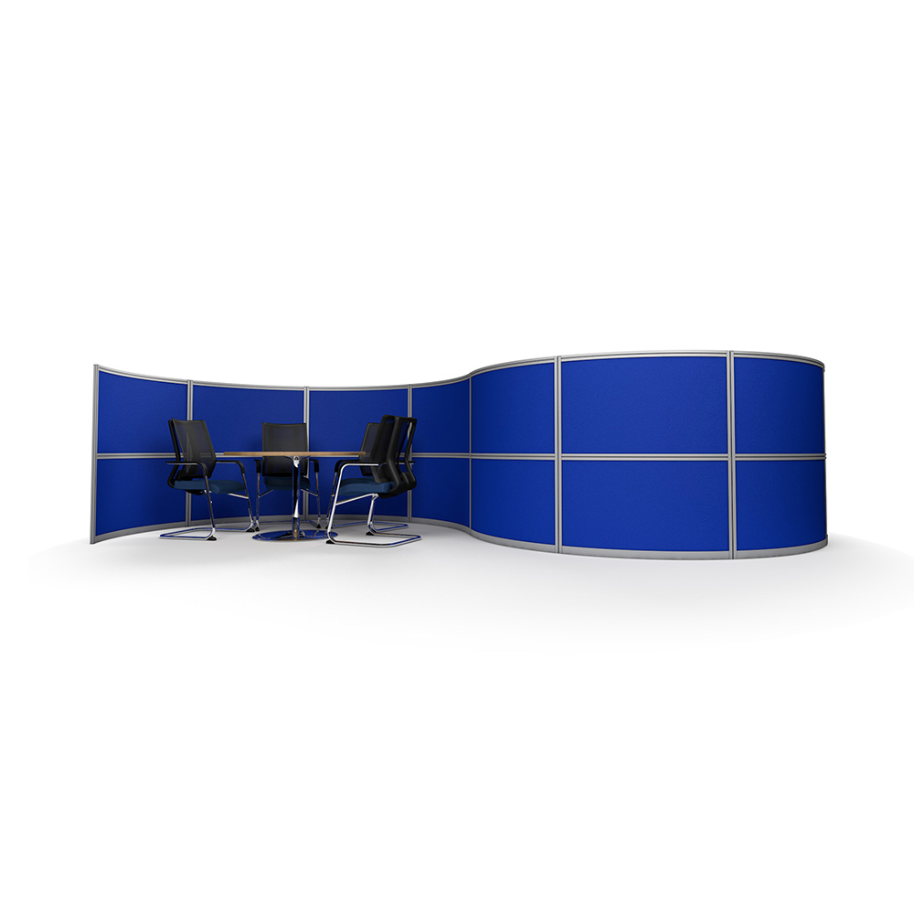 6m S-Shaped Curved Office Screen with Integrated Office Meeting Pod