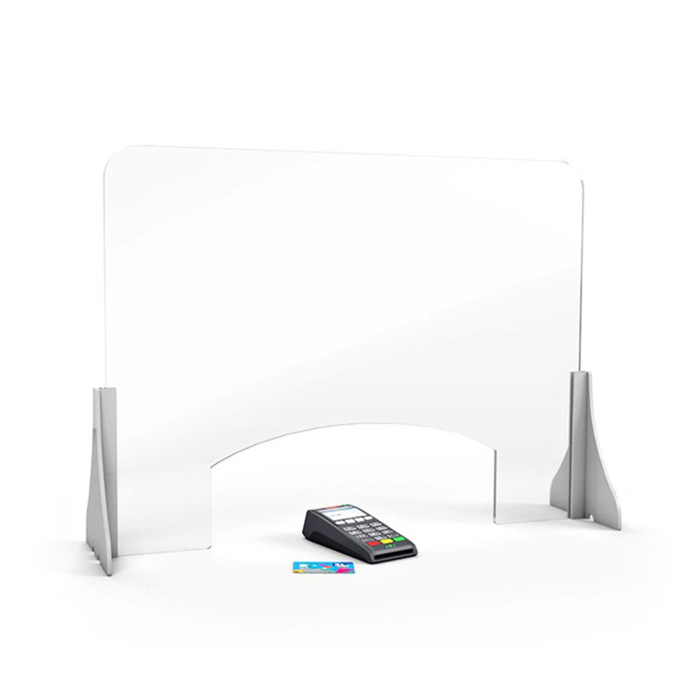 ACHOO® Crystal Clear Counter Protective Screen With Cut Out Hatch For Cable Management For Customer Transactions