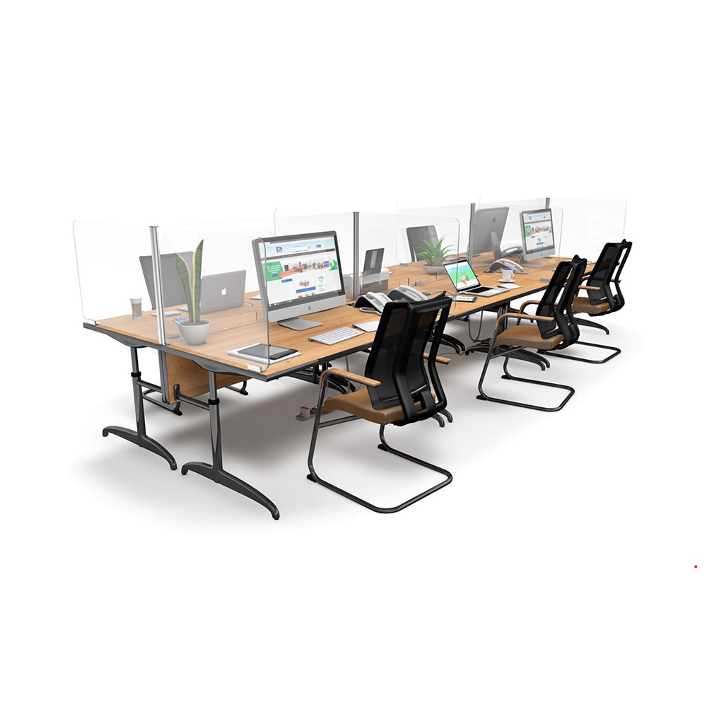 ACHOO® Crystal Clear Modular Desk Screens 6 Bay Workstation Dividers