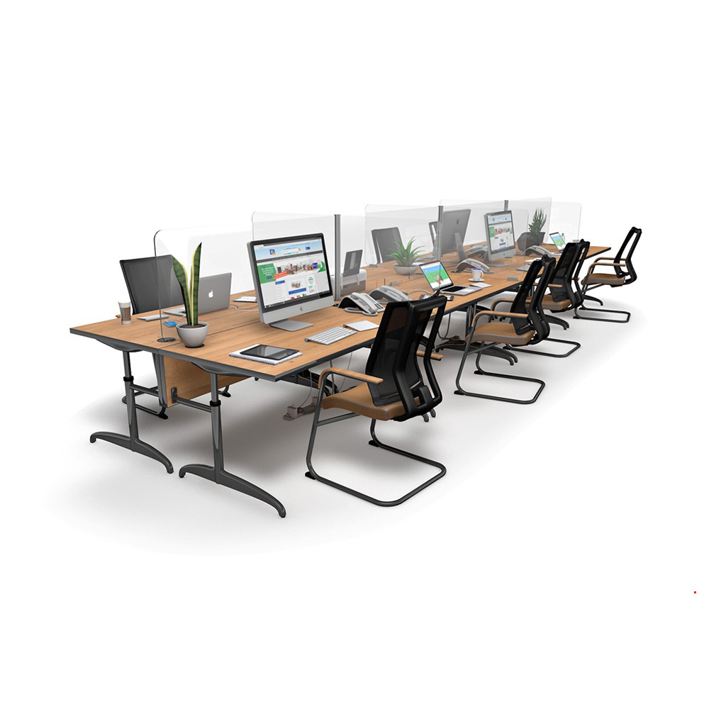 ACHOO® Modular Perspex Desk Screens For 8 Desks Workstation Without Optional End Bay Screens 