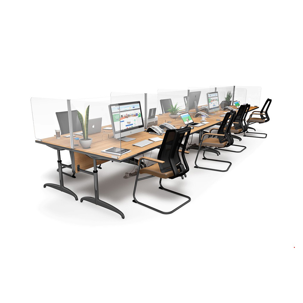 ACHOO® Modular Perspex Desk Screens For 8 Desks Workstation With End Bay Screens 