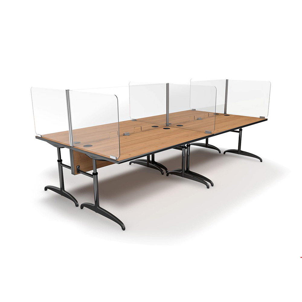 ACHOO® Modular Desk Screens For a Bank of 4 Desks With End Bay Screens - To Create A Socially Distanced Working Environment