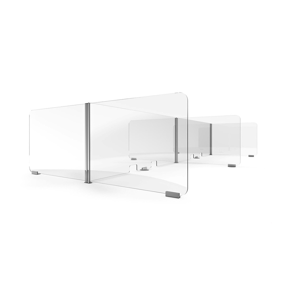 ACHOO® Crystal Clear Modular Desk Dividers For a Double 4Bay Workstation Configuration