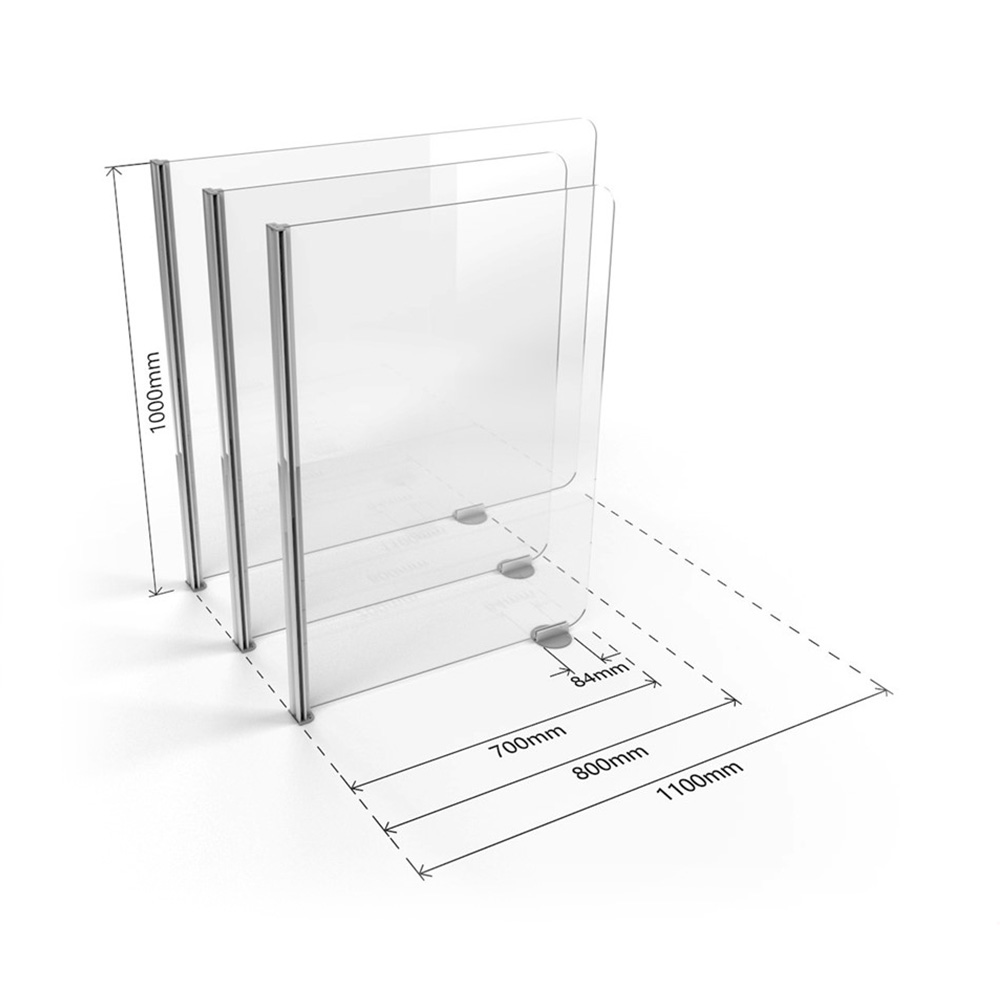 ACHOO® Crystal Clear Desk Screens SINGLE Section MID BAY 1000mm High