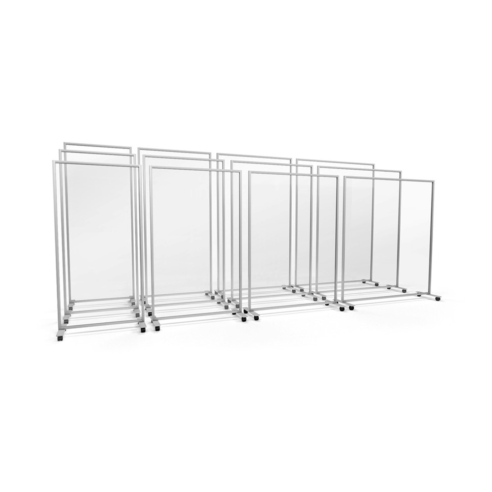 ACHOO® Crystal Clear Portable Glass Office Divider On Wheels - Choose Form A Range of Sizes 