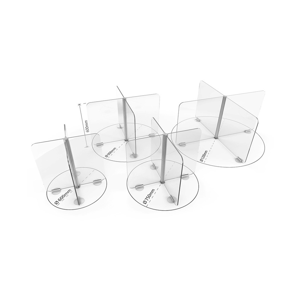 Dimensions of ACHOO® Crystal Clear Table Divider Screens (Round Feet)