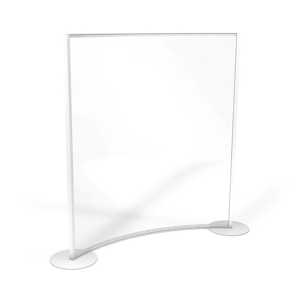 ACHOO® Freestanding Curved Protection Screen With White Aluminium Frame