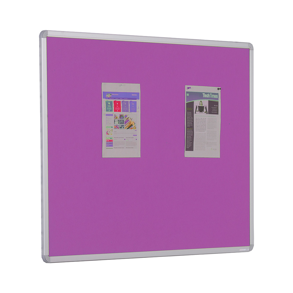 Wall Mounted Aluminium Framed Noticeboard with Lavender Fabric