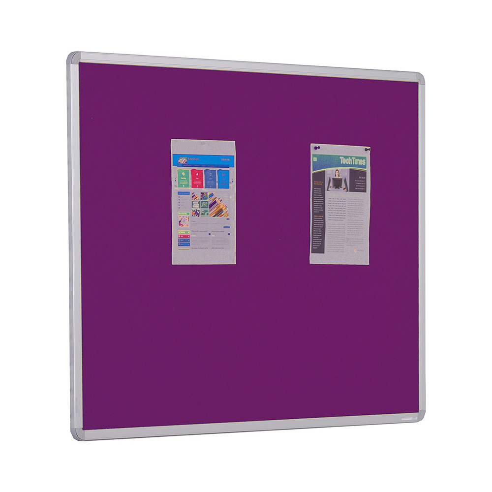 Plum Coloured Noticeboard Wall Mounted with Aluminium Frame