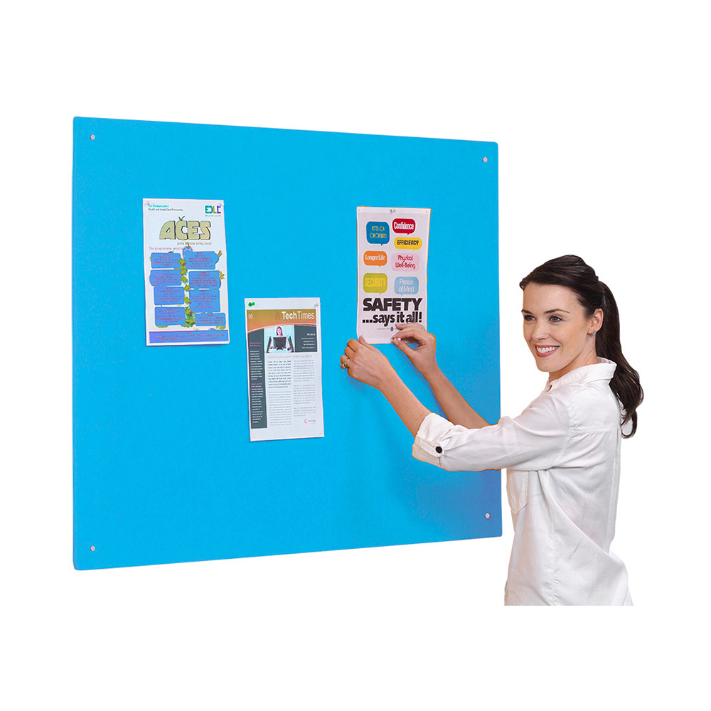 Accents Indoor Wall Mountable Frameless Noticeboard in Light Blue Fabric