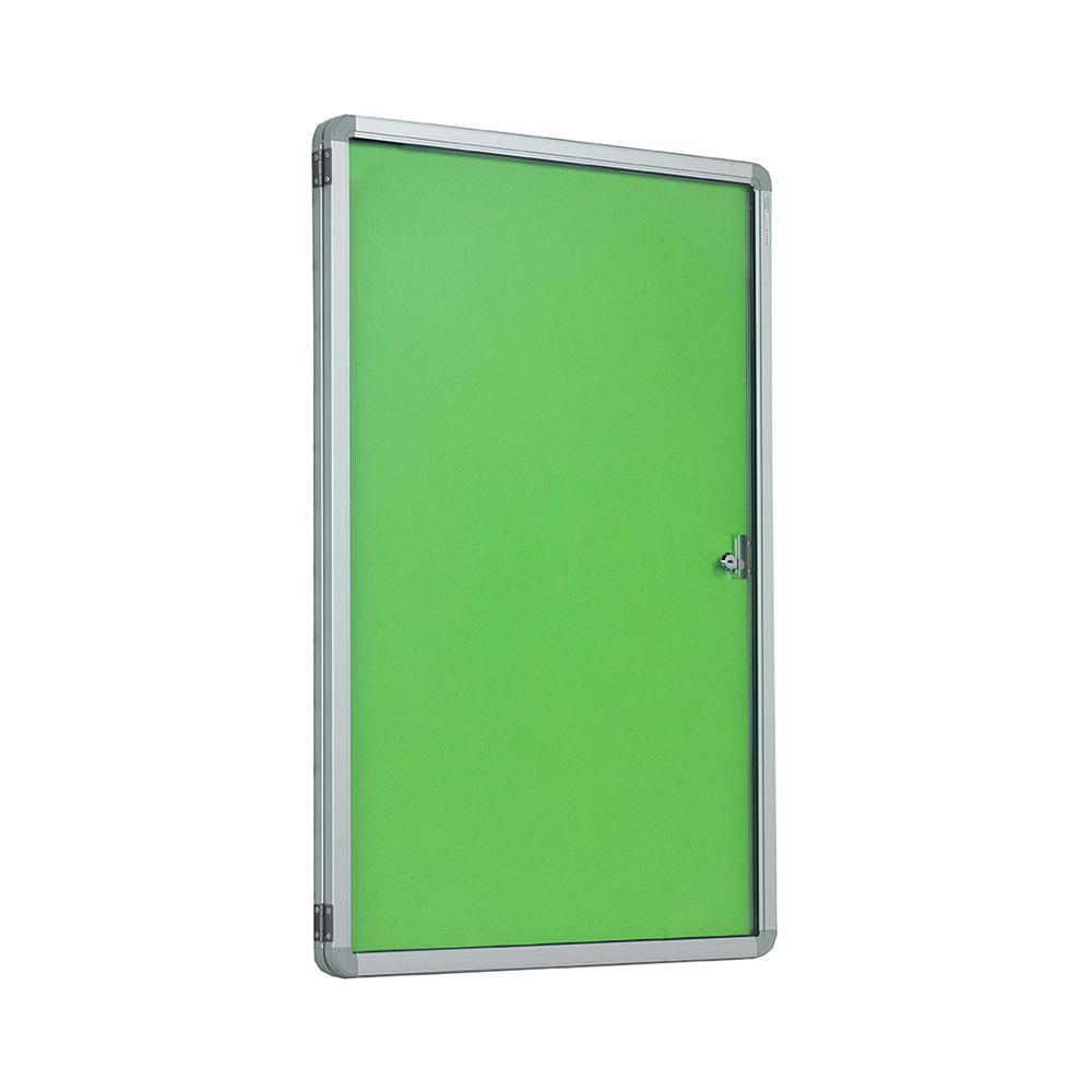 Lockable Wall Mounted Single Door Noticeboard in Light Green