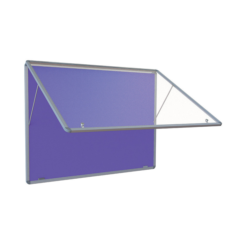 Landscape Wall Mounted Noticeboard Opening from Top Hinge with Lilac fabric