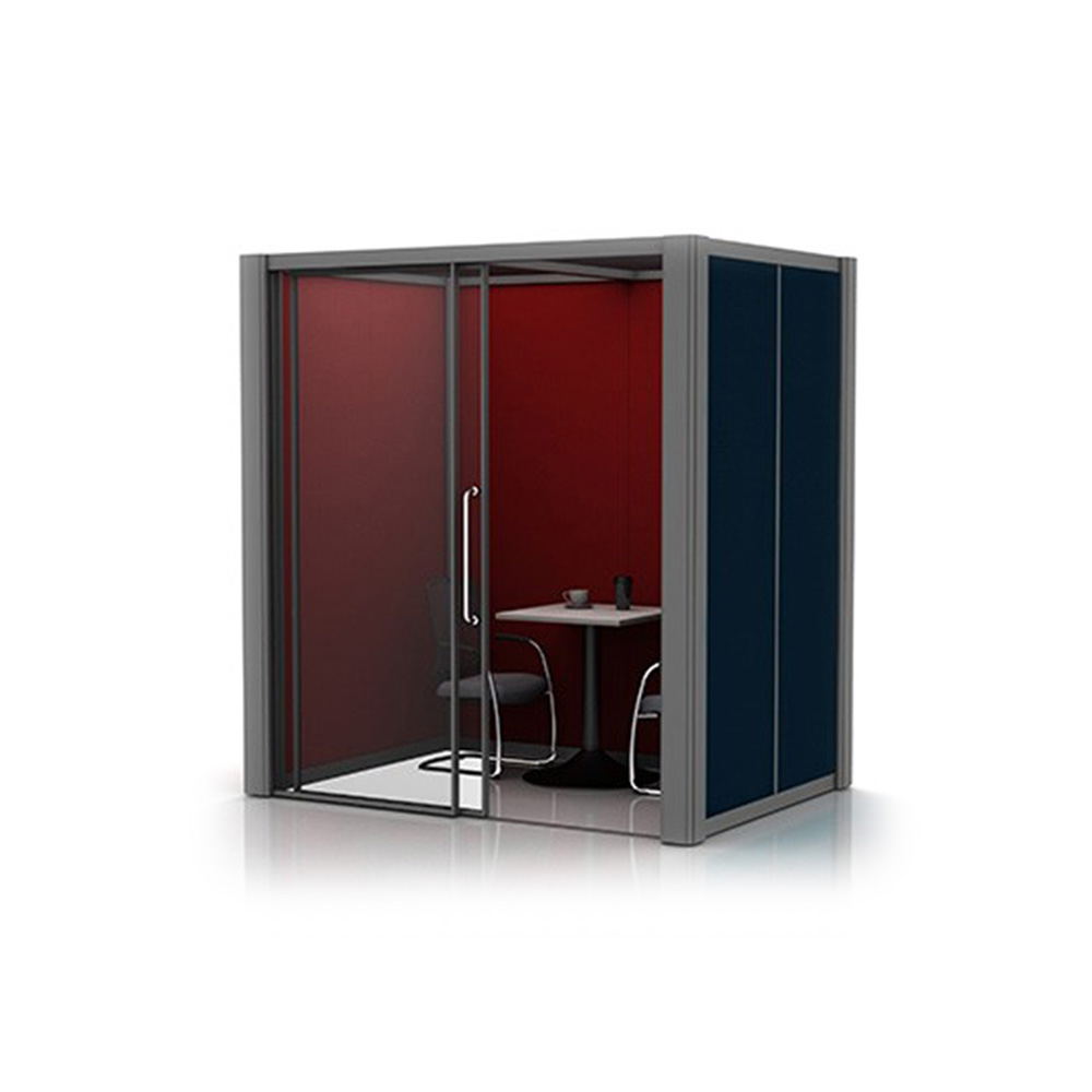 2m x 1.5m Acoustic Office Pod With Office Furniture and Sliding Glass Door