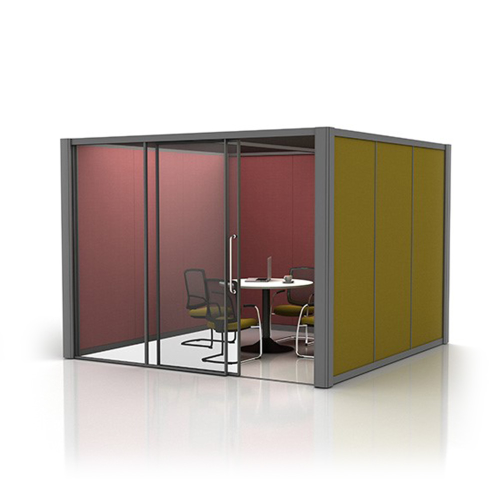 3m x 3m Acoustic Office Meeting Pod with Fabric Walls and Office Furniture