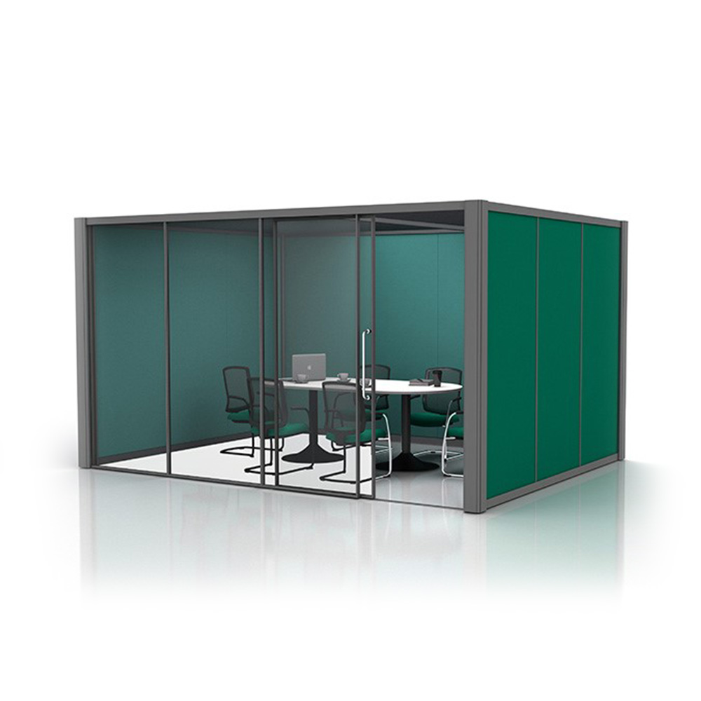 4m x 3m Acoustic Office Pod with Glass Partition and Office Furniture