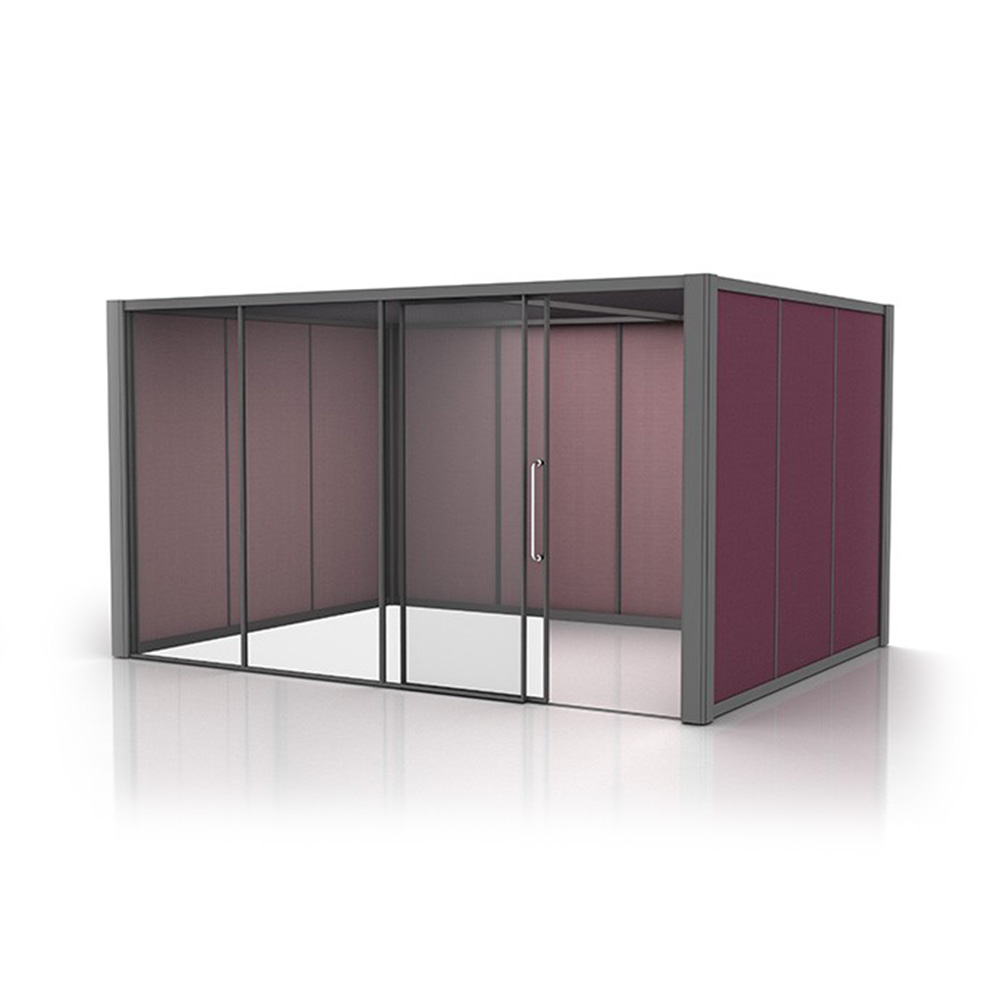Freestanding Acoustic Office Pod with Glass and Fabric Covered Walls