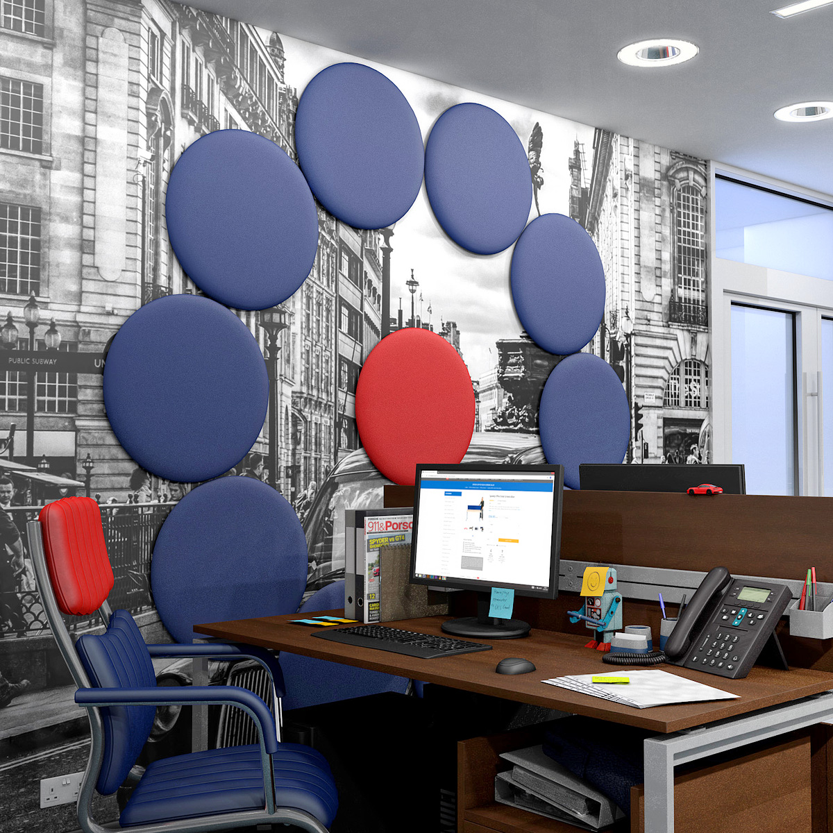 CARRERA™ Circular Acoustic Wall Tiles Have High Quality Sound Absorbing Qualities For Reducing Office Noise