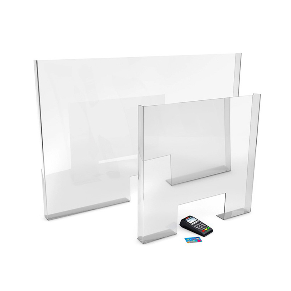 CLARITY MODULAR Protection Sneeze Screens With Cut Out - Universal Social Distancing Screen Ideal for Mounted to Any Desktop Using Sticky Tape Or Screws