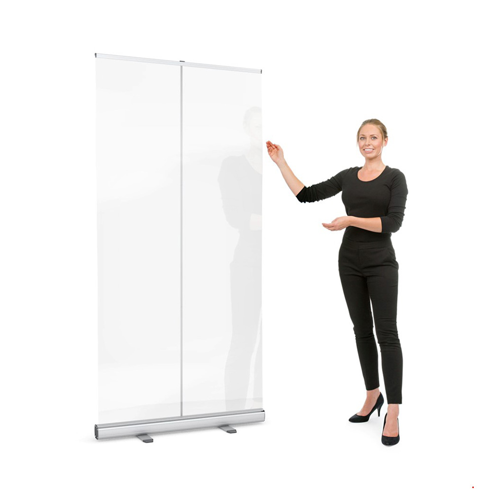 Clear Roller Banner Social Distancing Screens - Lightweight And Portable With Hygienic Wipeable Surfaces