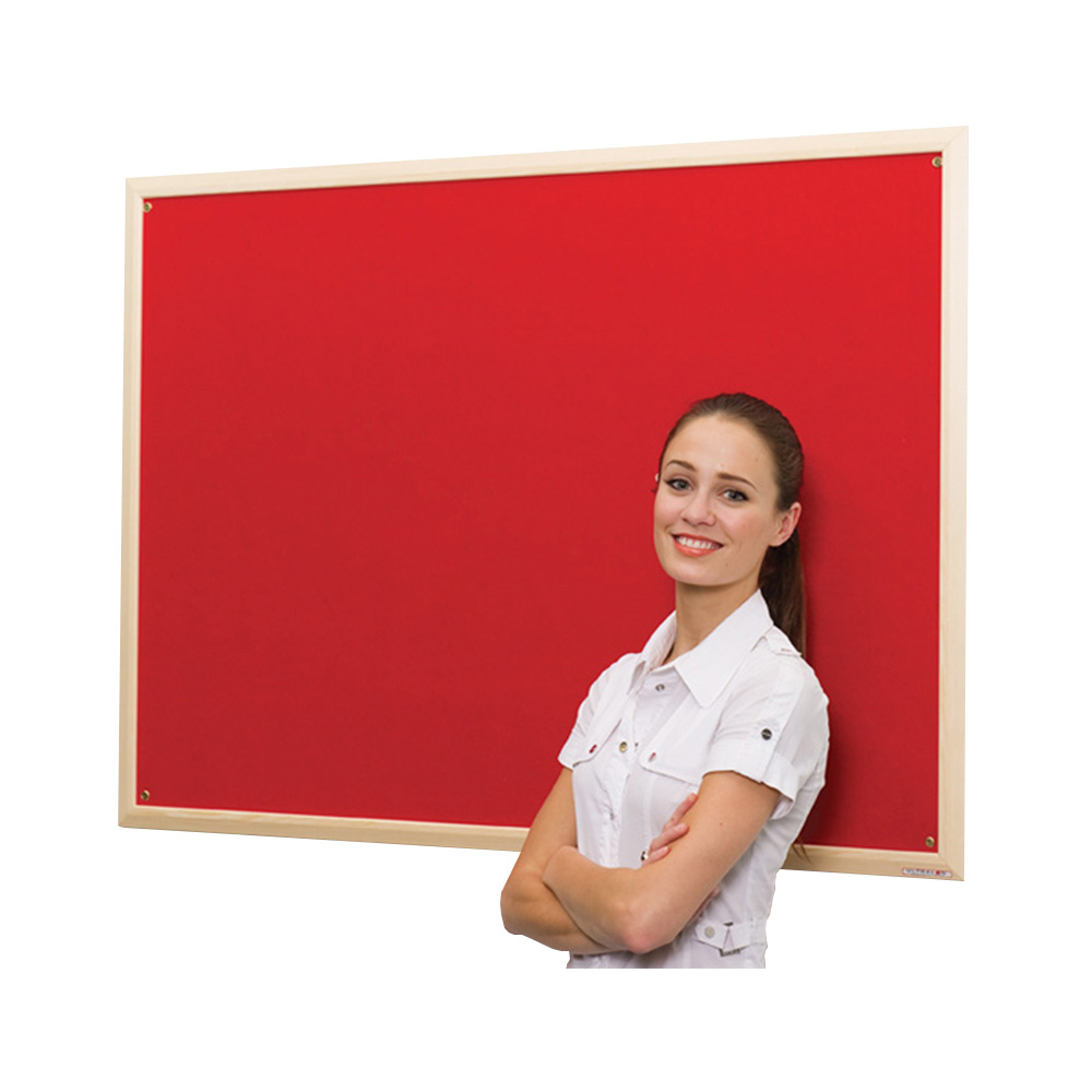 Wooden Framed Noticeboard with red Fabric
