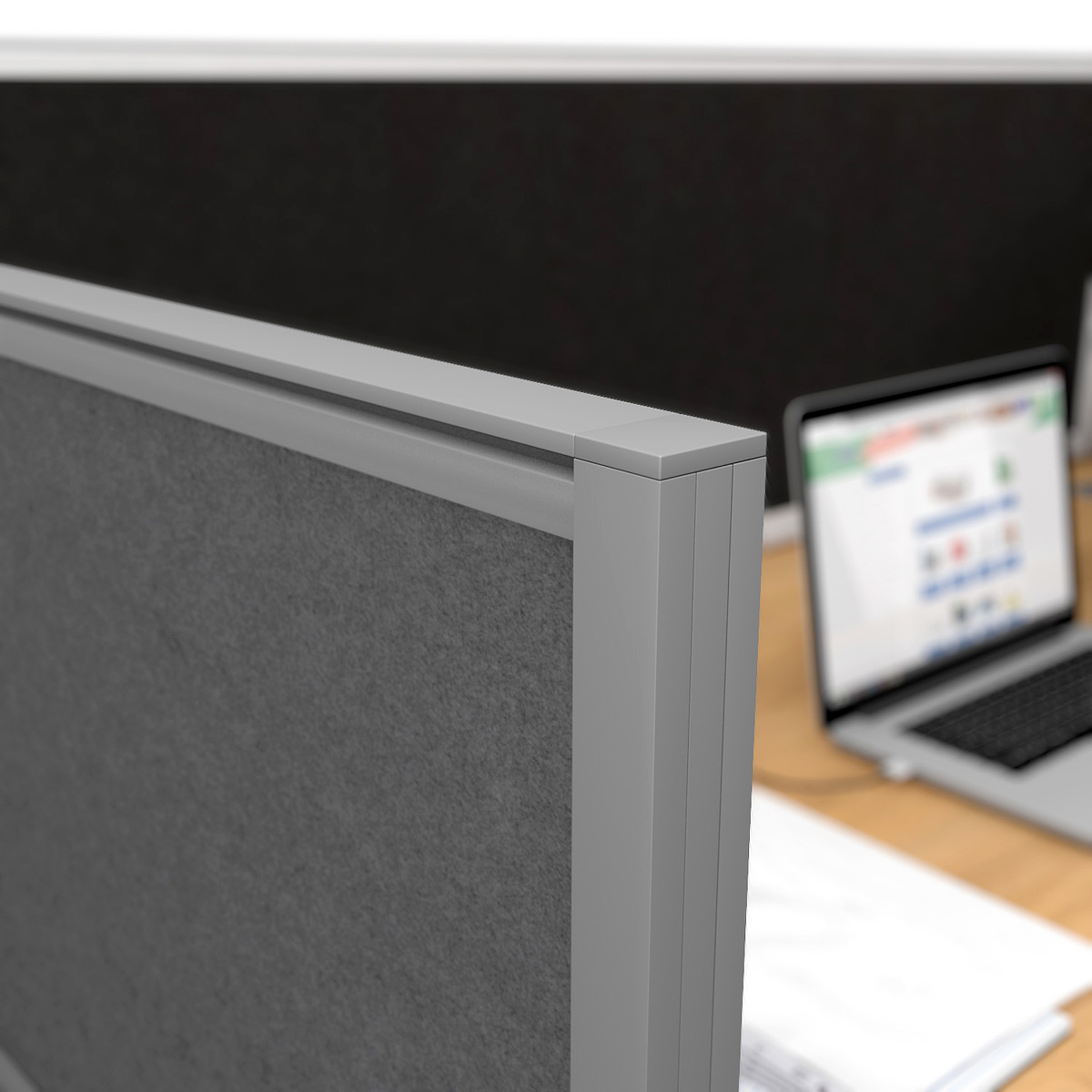 FRONTIER® Acoustic Desk Divider Screens Aluminium Frame Close Up