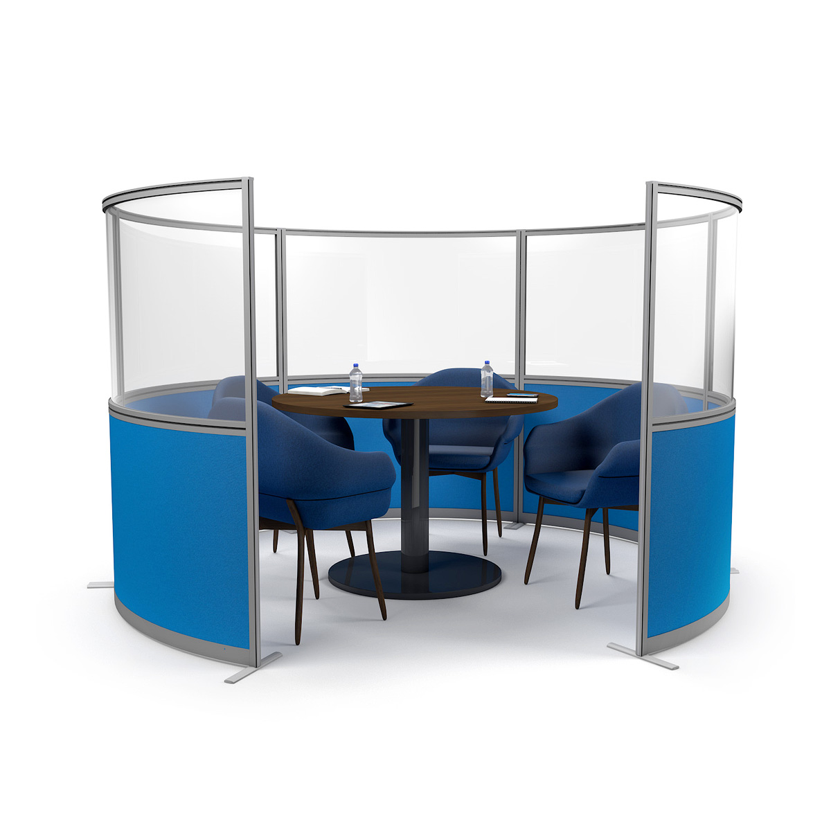 FRONTIER® Curved Part-Glazed Office Partitions Can be Linked To Make Circular Meeting Pods or Work Stations