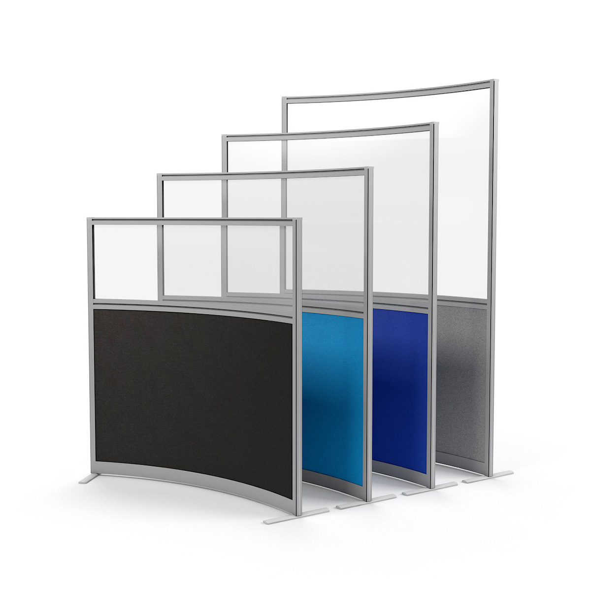 FRONTIER® Curved Free Standing Part-Glazed Office Partitions With Stabilising Feet