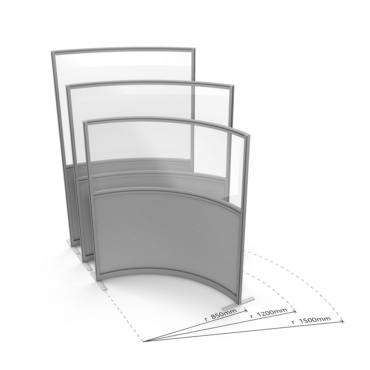 FRONTIER® Curved Glazed Office Partitions With Perspex Panels