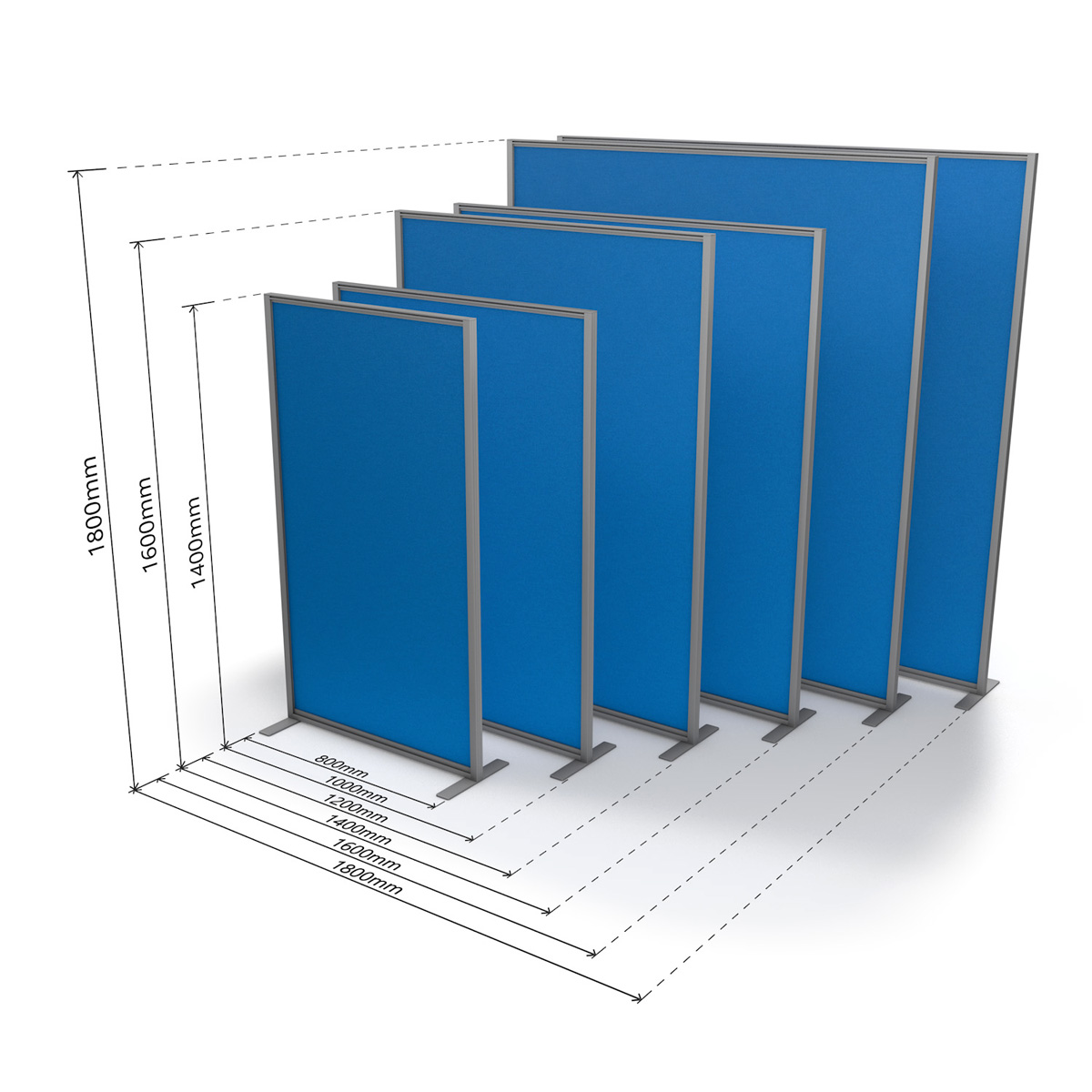 Dimensions of FRONTIER® Free Standing Office Partition Range