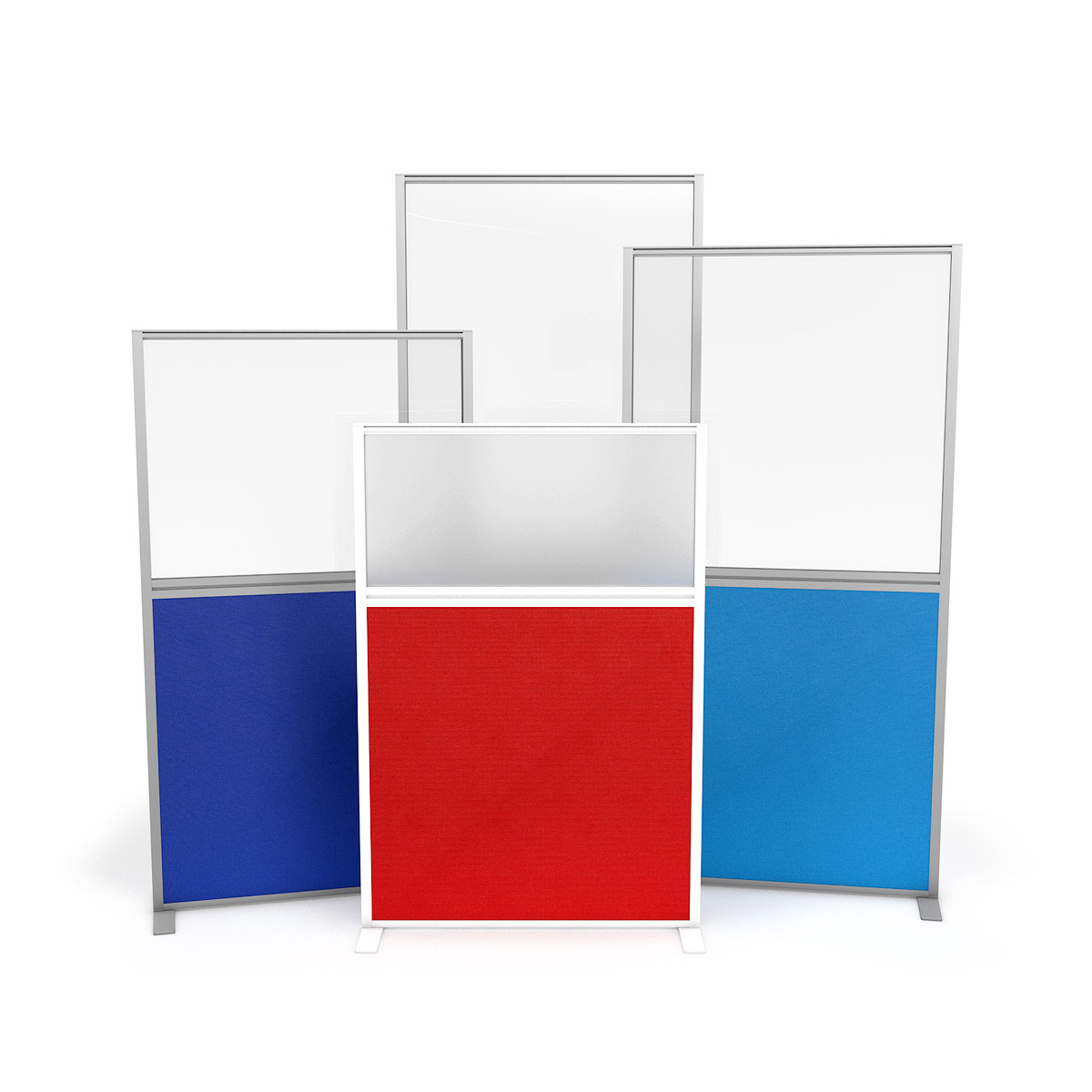 FRONTIER® Free Standing Part-Glazed Office Partition Screens With Top Vision Panels