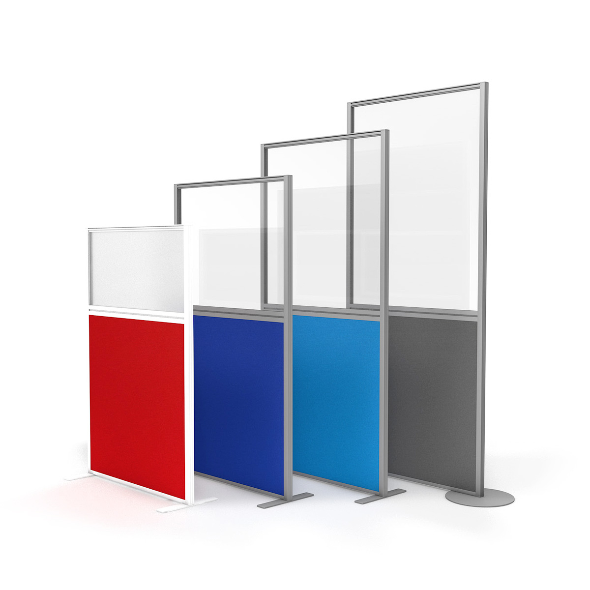 FRONTIER® Free Standing Part-Glazed Office Partition Screen Are Available in Four Heights
