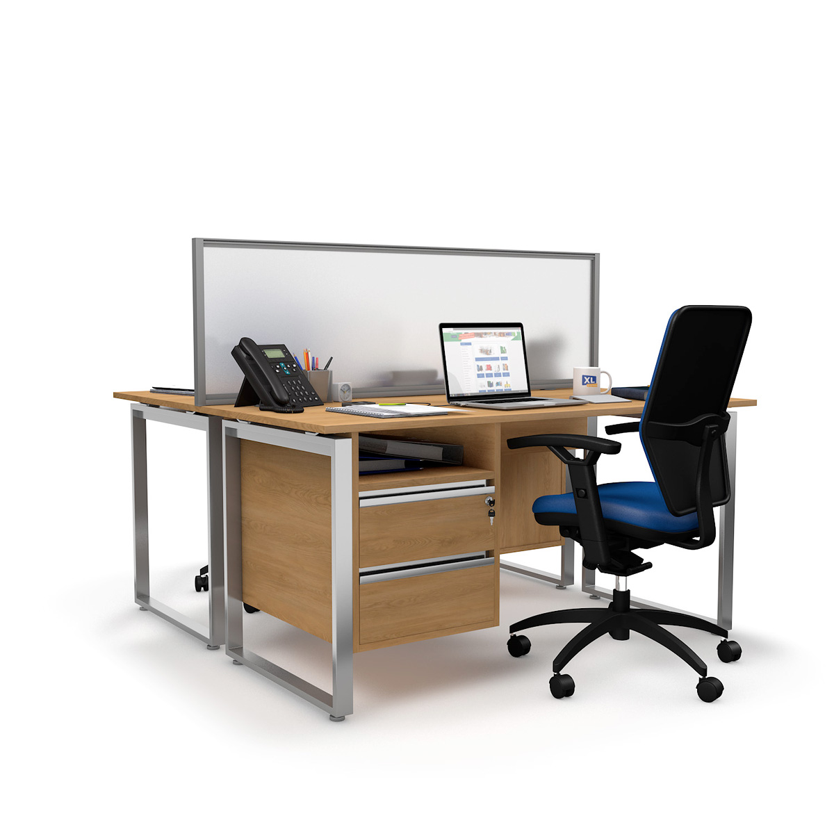 FRONTIER® Glazed Office Screen Desk Dividers 480mm High With Frosted Perspex® Screen Surface