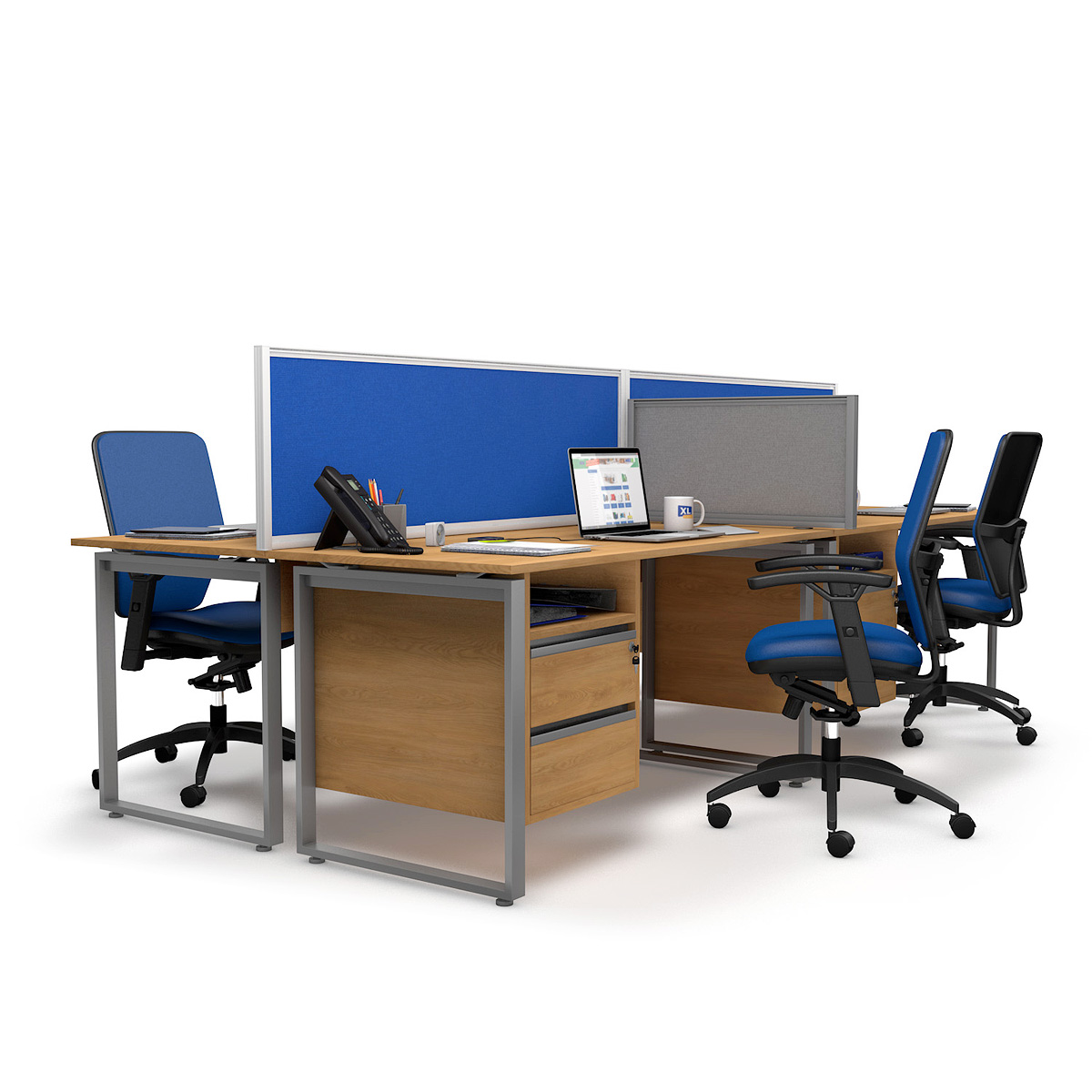 FRONTIER® Office Screen Desk Dividers Can be Linked to Other Screens to Form Mini Cubicles in Open Plan Offices