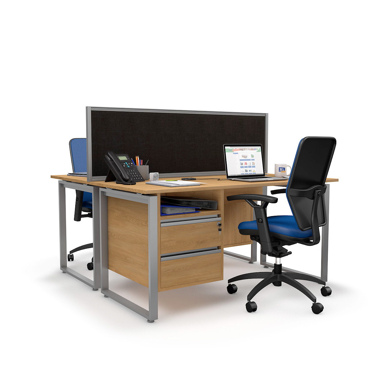 FRONTIER® Office Screen Desk Dividers Provide Privacy For Desk Banks