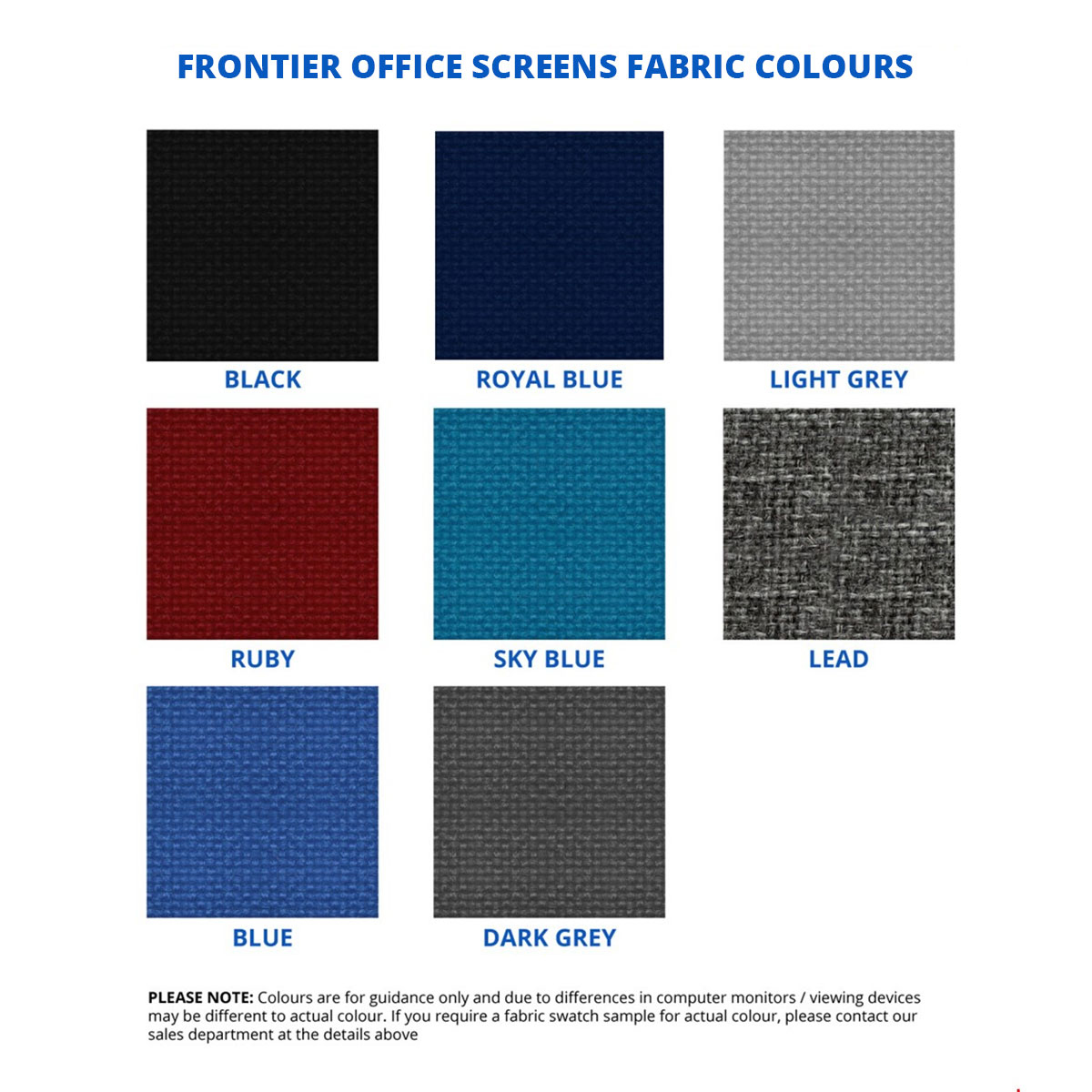 FRONTIER® Office Screens Are Available in 8 Fabric Colour Options