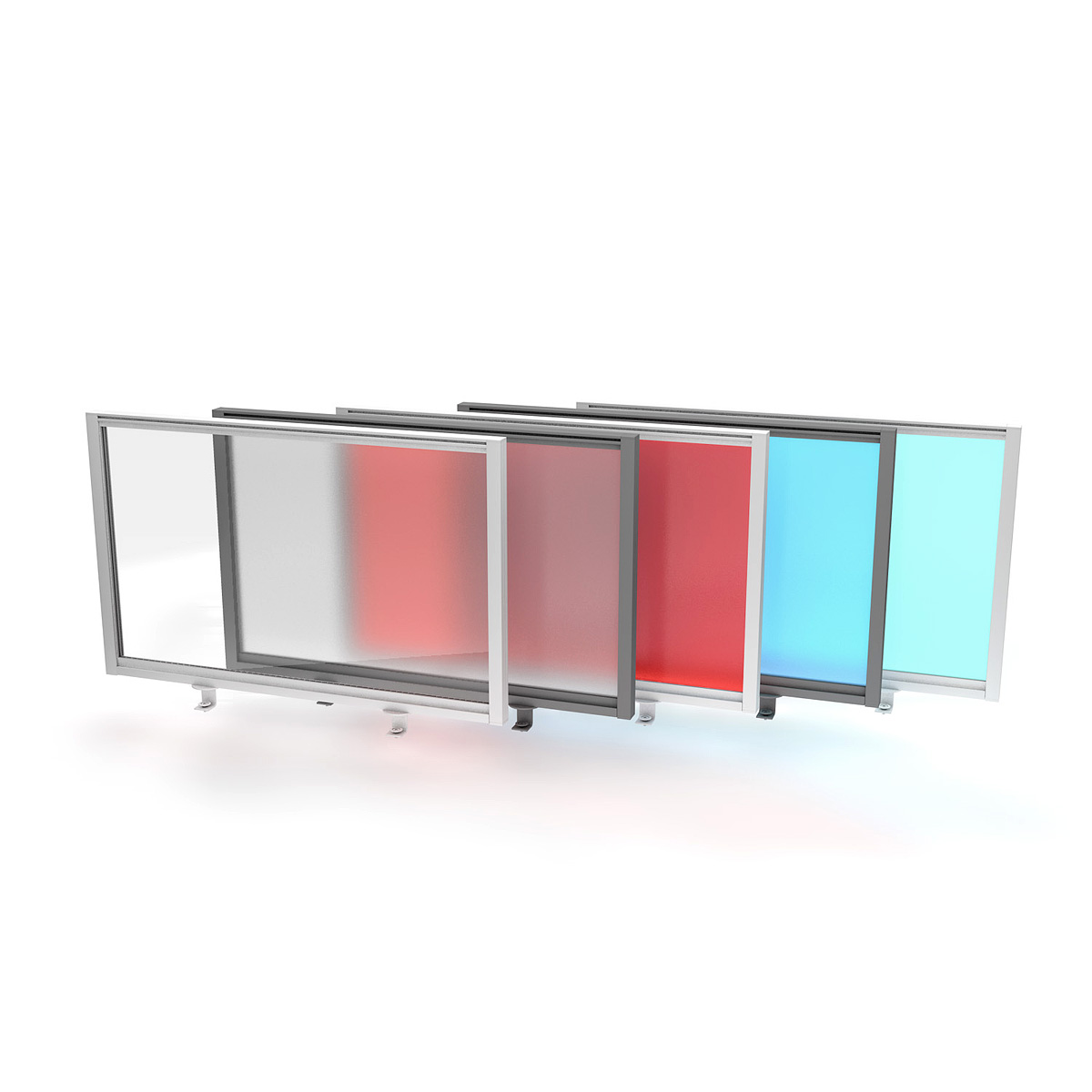 FRONTIER® Glazed Office Screen Desk Dividers - 5 Perspex Screen Finishes