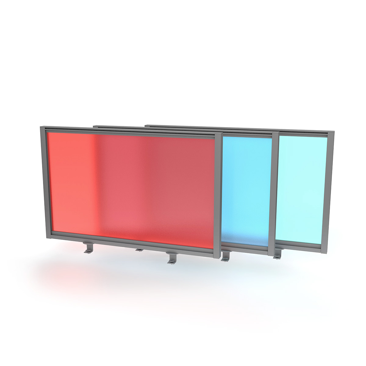 FRONTIER® Glazed Office Screen Desk Dividers With Coloured Acrylic Perspex®
