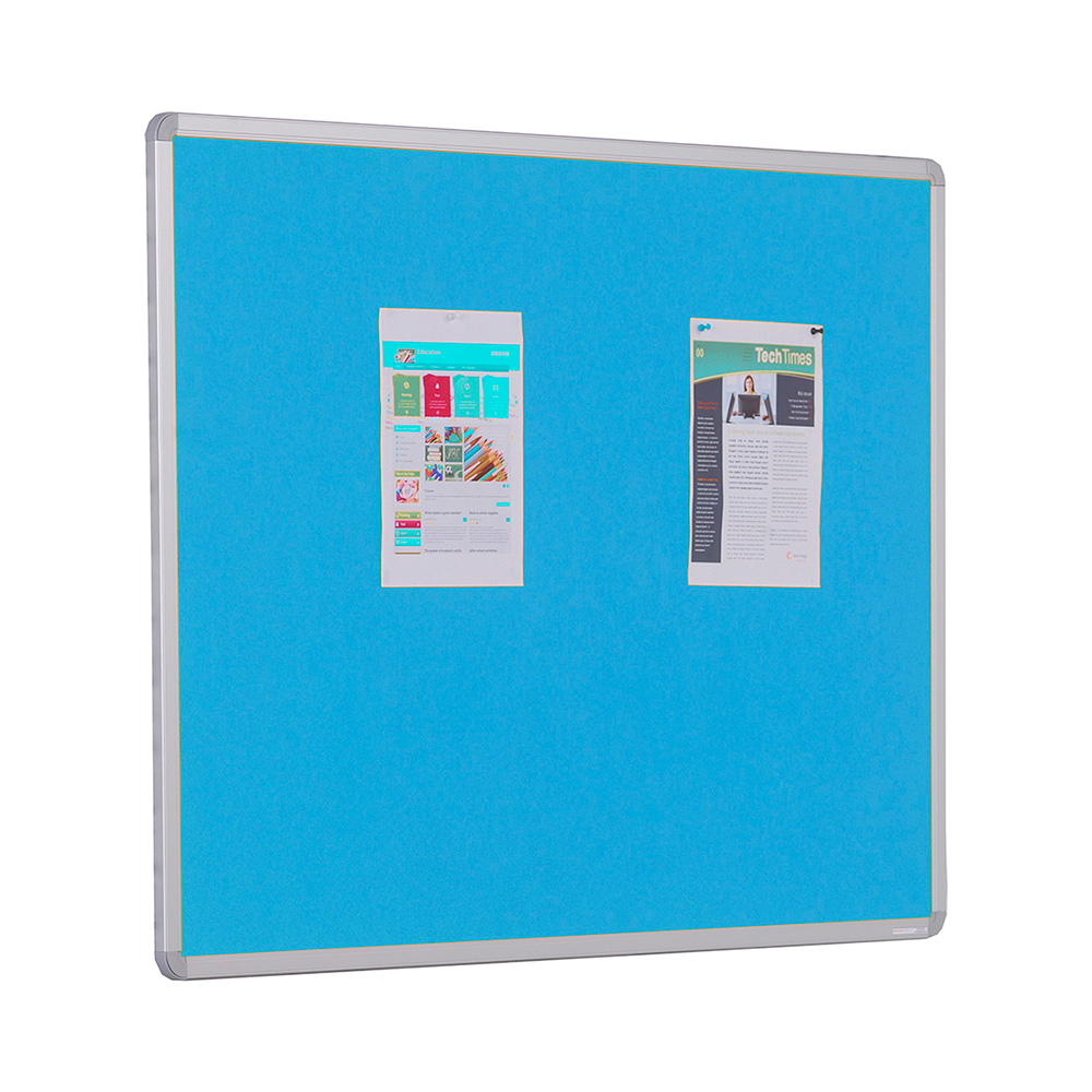 Fire Rated Wall Mounted Noticeboard in Light Blue with Aluminium Frame